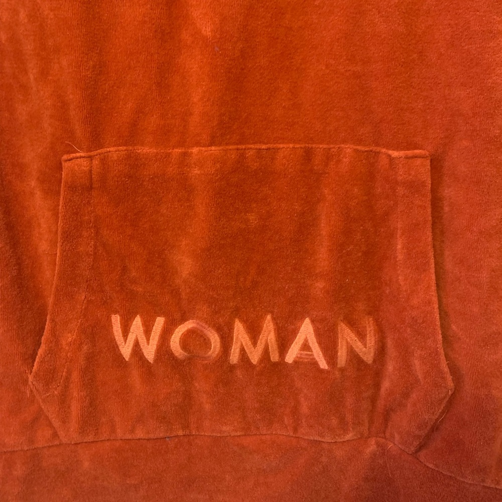 Boohoo•Orange Quarter Zip Sweater Embroidery Sz 10! - Picture 3 of 10